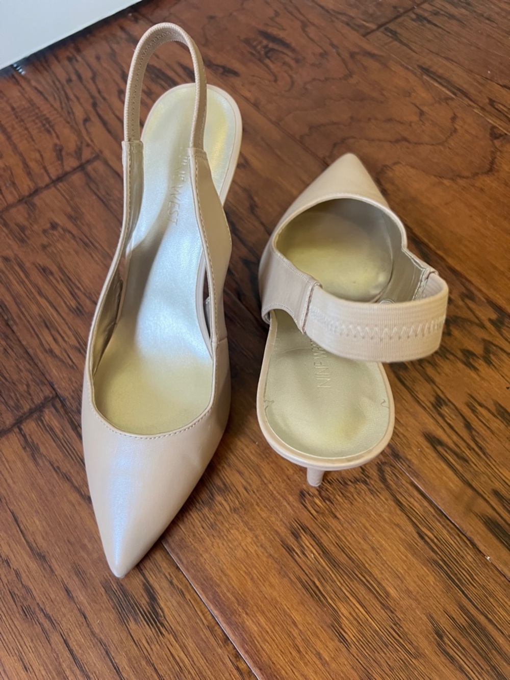 Nine West Pointed Toe Slingback Heels in Nude